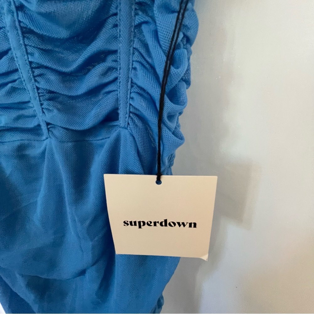 Superdown Blue Ruched Bodycon Midi Dress - Picture 4 of 5